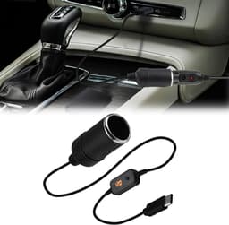 SnelShoppen - USB C naar 12V Sigarettenaansteker Adapter met LED Scherm en Schakelaar, Verstelbare Voltage 5V 9V 12V 15V 20V, 30cm voor GPS, Dashcam, — thumbnail 5