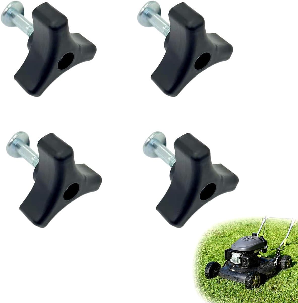 SnelShoppen - Set van 4 Universele Grasmaaier Handvatten met Vleugnuts en Schroeven, Ergonomische en Robuuste Tuinaccessoires voor Makkelijk Vervangen — afbeelding 1
