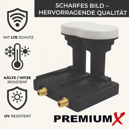 PremiumX Monoblock Twin LNB - 2 participants - 4K Full HD - with weather protection for satellite scale receiver - ShopVlot — thumbnail 2