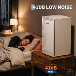 Stille minikoelkast van 92 liter met vriesvak – energiezuinig – 5 temperatuurstanden – groentelade – LED-verlichting – compact en vrijstaand – ideaal voor slaapkamers, kantoren en keukens – Wit [Energieklasse A] — thumbnail 4