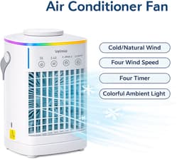 Velmio 4-in-1 Mobiele Airco Zonder Afvoerslang – Koude Luchtblazer - Ventilator - Airconditioning – 700 ml Watertank - Aircooler Met 3 Standen - Sfeerlicht — thumbnail 1