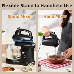 Keukenmixer met Kantelbare Kop - Standmixer Tafelmixer - Bakken en Mixen - 360 Graden Draaibare Kom - 3.2 Liter - Zwart — thumbnail 4