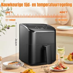 SNJY® Mini Airfryer - Airfryer Klein - Camping Airfryer - 2,5 Liter - 1000W - Zwart — thumbnail 5