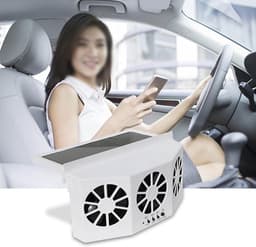 Auto Koeler - Zonneventilator - Auto Ventileren - Drie Ventilatoren - 21.7 cm - Wit — thumbnail 4