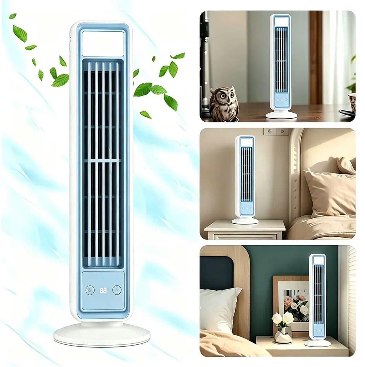 Velmio Kleine Torenventilator - Bladloze Ventilator - Aircooler - Luchtkoeler - Staande Ventilator - 3 Krachtige Blaasfuncties - Oscillatie — afbeelding 1