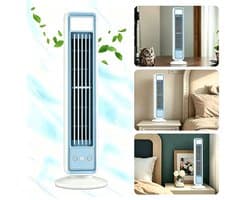 Velmio Kleine Torenventilator - Bladloze Ventilator - Aircooler - Luchtkoeler - Staande Ventilator - 3 Krachtige Blaasfuncties - Oscillatie