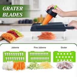 Groentehakselaar - Keukengadget set - Snel snijden - 12-in-1 functies - 2258 cm - Zwart — thumbnail 3