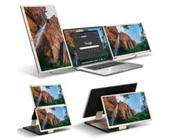Portable Monitor 2x 15,6 inch Full HD - Tri Screen Laptop Scherm Uitbreider - Extra Scherm Laptop - Draagbare Monitor - Plug & Play - Solvify