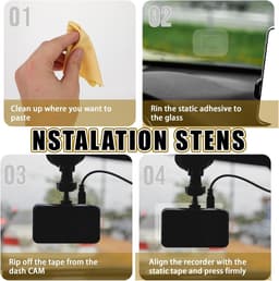 SnelShoppen - 8 Stuks Dashcam Electrostatic Stickers - Transparante Statistische Film - Beschermende Ruitstickers tegen Krassen en Vallen voor Veilige — thumbnail 4