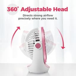USB Tafelventilator - Stil - Mini Ventilator - 3 Snelheden - 360° Verstelbaar - Opvouwbaar - USB Aangedreven - Roze — thumbnail 2