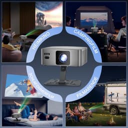 SnelShoppen - Mini Beamer Draagbaar 8K Projector, Native 1080P, WiFi 6, BT 5.2, Auto Keystone, Thuisbioscoop voor Feest, Camping en Kinderen — thumbnail 4