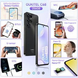 OUKITEL C68 Smartphone 4G-7.2 inch HD-120HZ-24GB RAM-256GB ROM-64MP camera-Android 15-NFC — thumbnail 4
