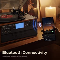 ORCC 10-in-1 Platenspeler Vintage – Bluetooth Vinyl Platenspeler met CD, USB, SD, AUX, RCA, Ingebouwde Stereo Speakers, Afstandsbediening, 33/45/78 RPM en Houten Behuizing – Bruin — thumbnail 4