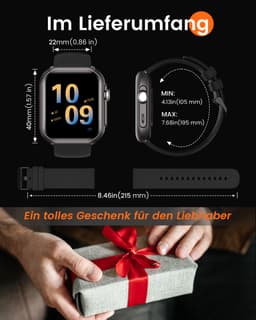 FOSMET Smartwatch - Smartwatches - 1,83inch - Dames en Heren - Stappenteller Horloge - Hartslagmeter - Bloeddrukmeter - Slaapmonitor - Saturatiemeter - Belfunctie - 100+Sportmodi - Temperatuurmeting,55 Dagen Batteri - Elke Smartphone - Zwart — thumbnail 5