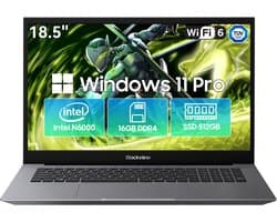 Blackview AceBook 10 - Laptop - 18,5 inch Full HD - 16 GB DDR4 - 512 GB SSD - Intel Pentium Silver N6000 - WiFi 6 - Windows 11 Pro Notebook - Intel® Graphics - Grijs