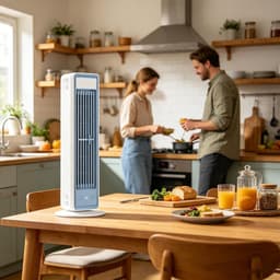 Draadloze torenventilator voor wandmontage - 3-in-1 ontwerp (vloer/bureau/wandmontage) - Vloerventilator - USB-aansluiting - Mini draagbare airconditioner - Afneembare voet - Zwenkfunctie - Vijf windsnelheden - Geschikt voor kantoren en woningen — thumbnail 4