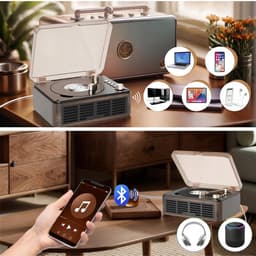 Retro CD-speler met Bluetooth-luidspreker-FM-radio en AUX-ingang- geschikt voor telefoon-laptop- tablet-tv en computer — thumbnail 2
