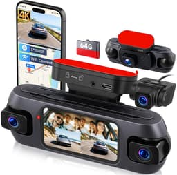SnelShoppen - 4K Dashcam Auto met Wifi, 4-Kanaals GPS, Nachtzicht, G-sensor, Parkeermodus, Bewegingsdetectie, Achteruitrijhulp + 64G TF-kaart — thumbnail 1