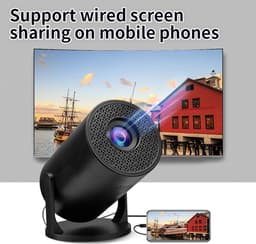 SnelShoppen - Mini Projector met WiFi en Bluetooth, 270° Verstelbare Stand voor Buiten en Thuis, Full HD 1080p Beamer voor Android, Laptop, PC en Smar — thumbnail 4
