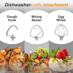 SnelShoppen - Stand Mixer Wit - 5.5L Keukenmachine met 6 Snelheden en Kneedhaak voor Bakken, Mixen, Kloppen, Perfect voor Taarten en Brood — thumbnail 5