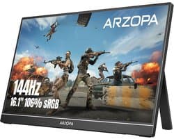 Arzopa Game Z1FC - Portable Gaming Monitor - Ingebouwde Kickstand - 144hz - 16.1 inch
