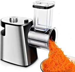 Elektrische Groenterasp - Keukenmachine Snijder - Snel Groenten Snijden - Vijf RVS Messen - 335x227x222 mm - Zwart — thumbnail 1