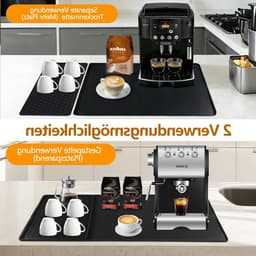 2-in-1 drip mat met rand, 60 x 40 cm, siliconen pad voor koffiezetapparaat, hittebestendig, antislip en eenvoudig schoon te maken, inclusief 4 siliconen onderzetters — thumbnail 5