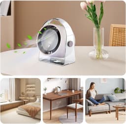 KZQ Stille elektrische ventilator - Draagbare oplaadbare ventilator - Bladloze koelventilator - Luchtcirculator -5 Snelheidsstanden - 100 windsnelheden - Geschikt voor slaapkamers, studentenkamers, kamperen, auto's en kantoren - Gebroken wit — thumbnail 5