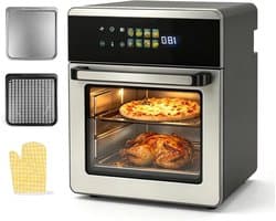 Heteluchtfriteuse Oven - Multifunctionele Airfryer - Gezond Koken - 8-in-1 Functies - 16 Liter XXL - Roestvrij Staal