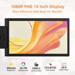 UFTA Laptop Monitor - Draagbare Monitor - 14 inch - FHD 1080P IPS Scherm -Uitbreiding Dubbel Scherm voor Portable Laptop - Zwart — thumbnail 3
