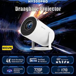 Aourow mini-projector - 4K-ondersteunde projector met WiFi 6 en Bluetooth 5.4 - 720P native resolutie - 170 ANSI lumen - draadloos schermkopiëren - home cinema projector- Wit — thumbnail 2
