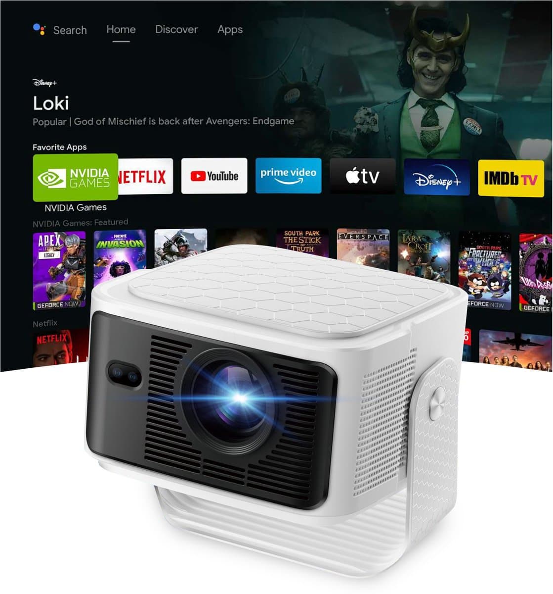 Mini Beamer - 4K Projector Draagbare Smart Beamer - 30.000 Lumen - Android 11, WiFi 6 & Bluetooth 5.4, 180° Draaibaar, 1080P Full HD, Voor Telefoon PC Home Cinema — afbeelding 1