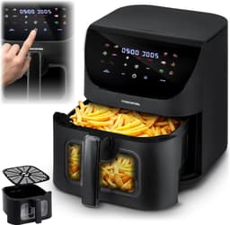 Airfryer XXL - Heteluchtfriteuse Frituurpan - Gezond Koken - Met Kijkvenster - 8 Liter - Zwart — thumbnail 1