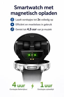 Hibousee Smartwatch voor Dames en Heren (2-in-1) – Bluetooth Bellen, AMOLED scherm, Fitness- en Gezondheidstracker – iOS & Android — thumbnail 4