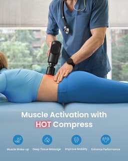 Massagepistool - Spierontspanner - Spierherstel - Verwarmings- en koelkop - 068 kg - Zwart — thumbnail 5