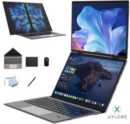 14" + 14" Dual-Screen Yoga Laptop 360° Flipbaar, Intel N100, 32GB RAM, 1TB SSD, Dual Touch & Handschrift, 2.2K IPS 100% sRGB, Aluminium Behuizing, Windows 11 — thumbnail 1