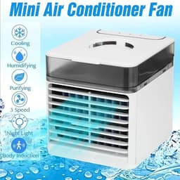 Desktop luchtkoeler, draagbare mini-koeler, airconditionerventilator met 3 instelbare ventilatorsnelheden, geschikt voor thuis/werkplek/camping/buiten/kantoor. — thumbnail 4