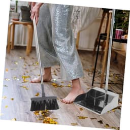 Vuilblik met steel - Stoffer en blik - Staand schoonmaken - Roestvrij staal - Grote capaciteit - Zilver — thumbnail 5