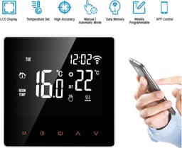 Slimme Thermostaat - Verwarming Bediening - Temperatuur Regelen - App Bediening - 86x86x40mm - Zwart — thumbnail 5