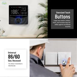 Slimme Thermostaatknoppen - Temperatuurregelaar Wifi - Klimaatregeling Huis - App en Spraakbediening - Universele Compatibiliteit - Zwart — thumbnail 5