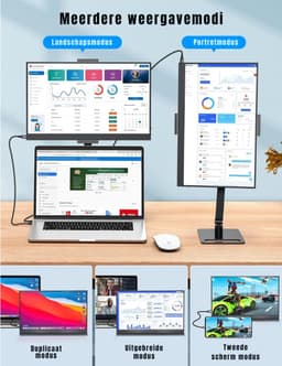 DnA® Professionele Portable Monitor - USB-C - 15.6 Inch - Draagbare Monitor - Portable Monitor Voor Laptop - Zwart - 1cm x 36cm x 22cm — thumbnail 2