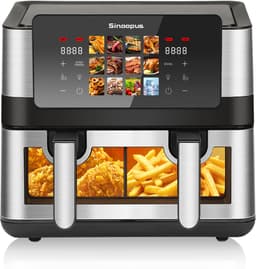 Sinaopus XXL Airfryer 8L 905A – Met Dubbele Mand – 12 Kookprogramma’s – Onafhankelijke Snelle Opwarming – Geschikt voor Gezinnen – Kijkvenster – Eenvoudig te Reinigen – Capaciteit voor 4 tot 5 Personen — thumbnail 1