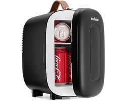 Mini koelkast 4L – Draagbare koeler & warmer – Compacte mini fridge voor 6 blikjes – AC & 12V DC voeding – Voor slaapkamer, auto, huidverzorging, fruit & dranken – Zwart
