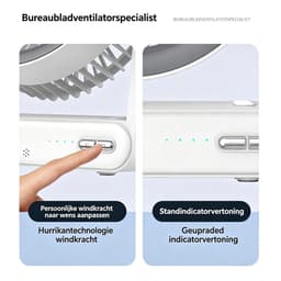 KZQ Zilveren Kleine Usb Powered Desktop Ventilator - Herlaadbaar Met Vier Windsnelheden Tot 15 Uur Batterijduur Krachtige Luchtstroom Ultrastil Voor Kantoor Kamer En Reis - Zilver — thumbnail 5