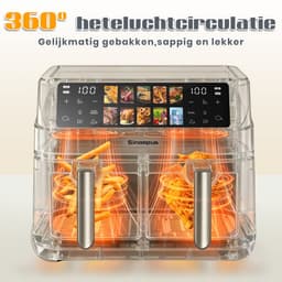 Sinaopus XXL Airfryer 8.5L – Met Dubbele Mand – 10 Kookprogramma’s – Onafhankelijke Snelle Opwarming – Geschikt voor Gezinnen – Kijkvenster – Eenvoudig te Reinigen – Capaciteit voor 4 tot 5 Personen — thumbnail 3