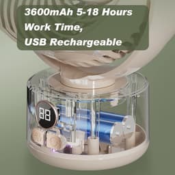 Ulisem - Tafelfan - 3600mAh oplaadbaar - 3 snelheden - Automatisch oscillerend - Stille motor (<25dB) - Met Type-C - Voor slaapkamer en reizen - Beige — thumbnail 3