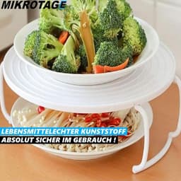 Magnetron Standaard - Magnetron Tray - Twee Maaltijden Verwarmen - Stapelbare Functie - 23.5 cm Diameter - Wit — thumbnail 2