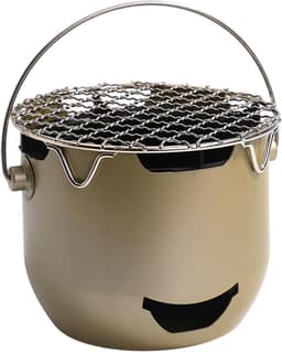 Draagbare houtskoolgrill - 15*12 cm - Mini houtskoolgrill - Draagbare houtskoolgrill voor buiten - Kleine buitengrill - Kleine grill voor buiten koken - Geschikt voor kamperen, barbecueën in de achtertuin, barbecueën in de camper en picknicks - Groen — thumbnail 1