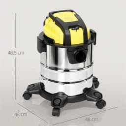 Casa Living 3-in-1 Waterstofzuiger - Nat & Droog - 1200W Krachtig - 20L RVS Tank - Blaasfunctie - Met Accessoires - Geel — thumbnail 3