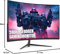 YOR® Gaming Monitor 240hz - Gaming Monitor - Zwart - ‎‎18cm x 71cm x 59cm — thumbnail 3